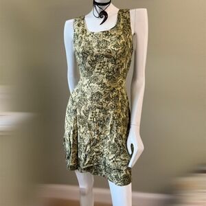 Vintage‎ Y2K CDC Olive Green Floral Corset Back Dress